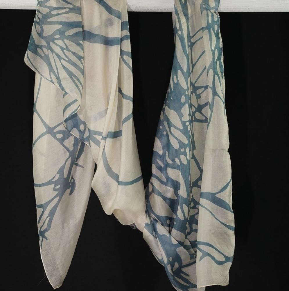 AHMADDY Seidenschal beige silbergrau